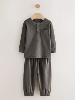 Zwart/grijze geribbelde grandad - Verpakking van 3 oversized pyjama's 3 (9mnd -12jr)