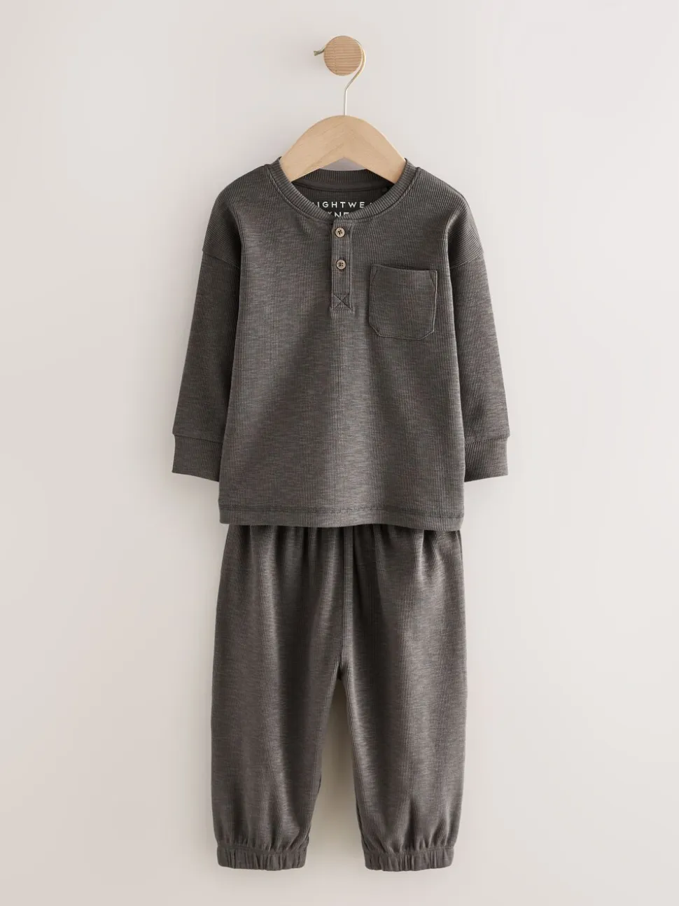 Zwart/grijze geribbelde grandad - Verpakking van 3 oversized pyjama's 3 (9mnd -12jr)