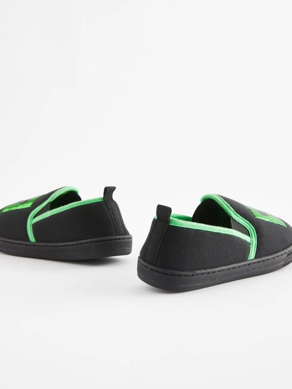 Zwart/groen - Minecraft pantoffels met cupzool