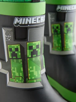 Zwart/groen - Minecraft Warm Lined Cuff Wellies