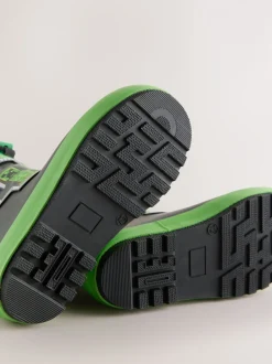 Zwart/groen - Minecraft Warm Lined Cuff Wellies
