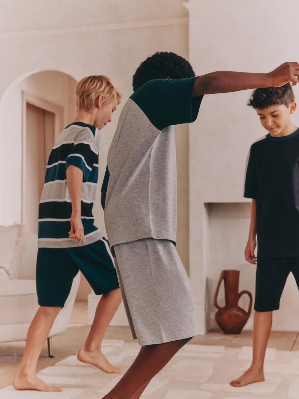 Zwart/groen - Set van 3 pyjama's met short (3-16 jr)