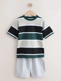 Zwart/groen - Set van 3 pyjama's met short (3-16 jr)