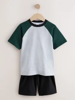 Zwart/groen - Set van 3 pyjama's met short (3-16 jr)
