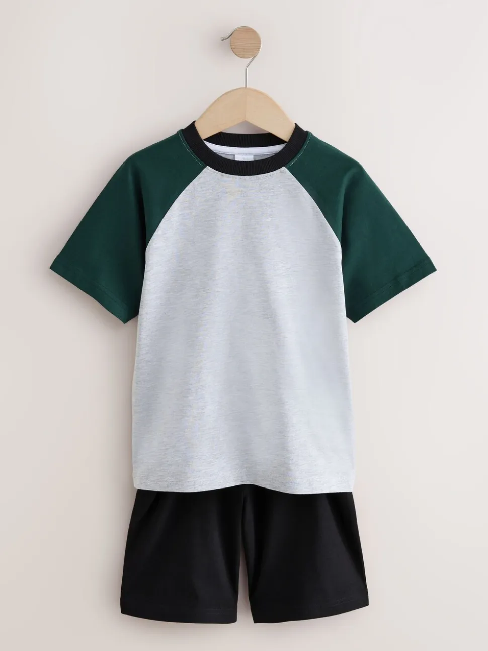 Zwart/groen - Set van 3 pyjama's met short (3-16 jr)