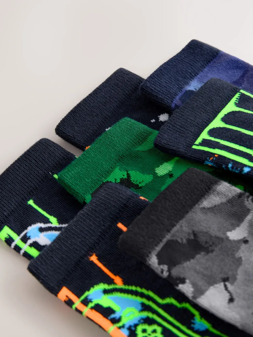 Zwart/groen drippy gamer - Verpakking van 7 paar sokken met hoog aandeel katoen