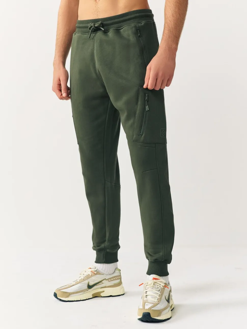 Zwart/kakigroen - Slim Fit Utility Brushback Heavyweight 2 Pack Cargo Joggers