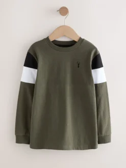 Zwart/Kaki/Kiezelkleurig - Kleurblok T-shirts met lange mouwen 3 verpakking (3-16jr)