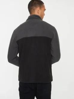 Zwart/leisteen - Threadbare tweekleurige fleece sweatshirt met kwartrits