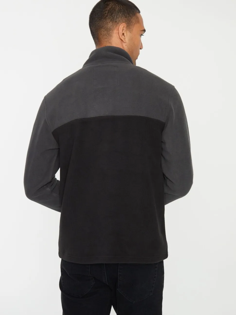Zwart/leisteen - Threadbare tweekleurige fleece sweatshirt met kwartrits