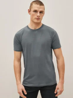 Zwart/leisteen/grijs gemêleerd/wit/marineblauw/blauw - Slim Fit - Essential katoenen T-shirts verpakking van 6