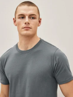 Zwart/leisteen/grijs gemêleerd/wit/marineblauw/blauw - Slim Fit - Essential katoenen T-shirts verpakking van 6