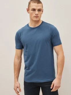 Zwart/leisteen/grijs gemêleerd/wit/marineblauw/blauw - Slim Fit - Essential katoenen T-shirts verpakking van 6