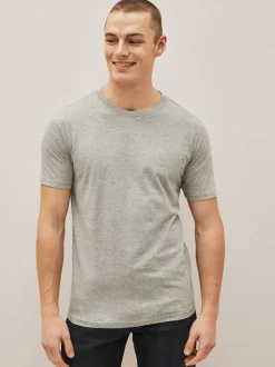 Zwart/leisteen/grijs gemêleerd/wit/marineblauw/blauw - Slim Fit - Essential katoenen T-shirts verpakking van 6