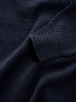 Zwart/marineblauw - 100% Cotton Regular Fit Premium Quarter Zip Jumpers 2 Pack