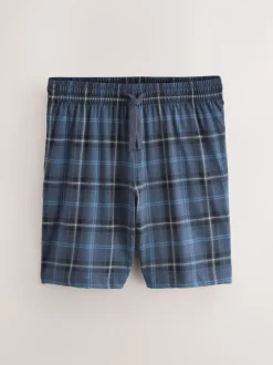 Zwart/marineblauw - Check Short Sleeve Jersey Pyjamas Set 2 Pack
