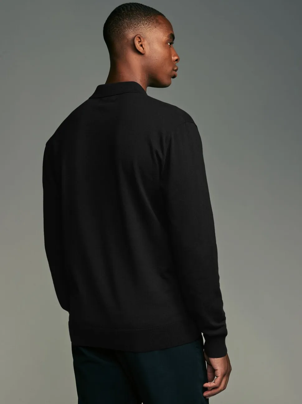 Zwart/marineblauw - Gebreide poloshirts met lange mouwen 2 -pack
