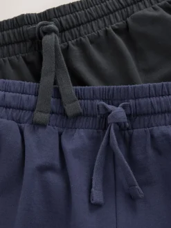 Zwart/marineblauw - Loopback Soft Touch 2 Pack Jogger Shorts