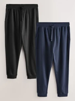 Zwart/marineblauw - Met boorden - Loopback Soft Touch 2 Pack Open Joggers