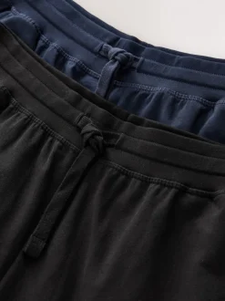 Zwart/marineblauw - Met boorden - Loopback Soft Touch 2 Pack Open Joggers