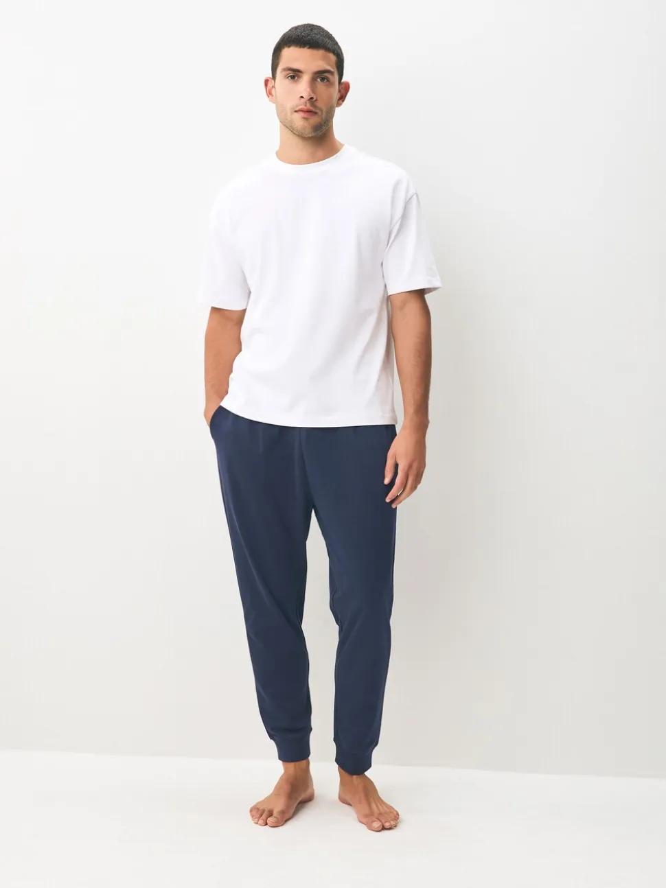 Zwart/marineblauw - Met boorden - Loopback Soft Touch 2 Pack Open Joggers