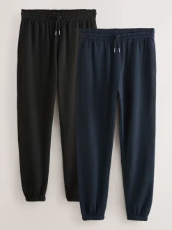 Zwart/marineblauw - Met boorden - Brushback Heavyweight Open 2 Pack Joggers