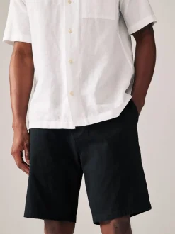 Zwart/marineblauw - Slim Fit - Set van 2 chinoshorts met stretch