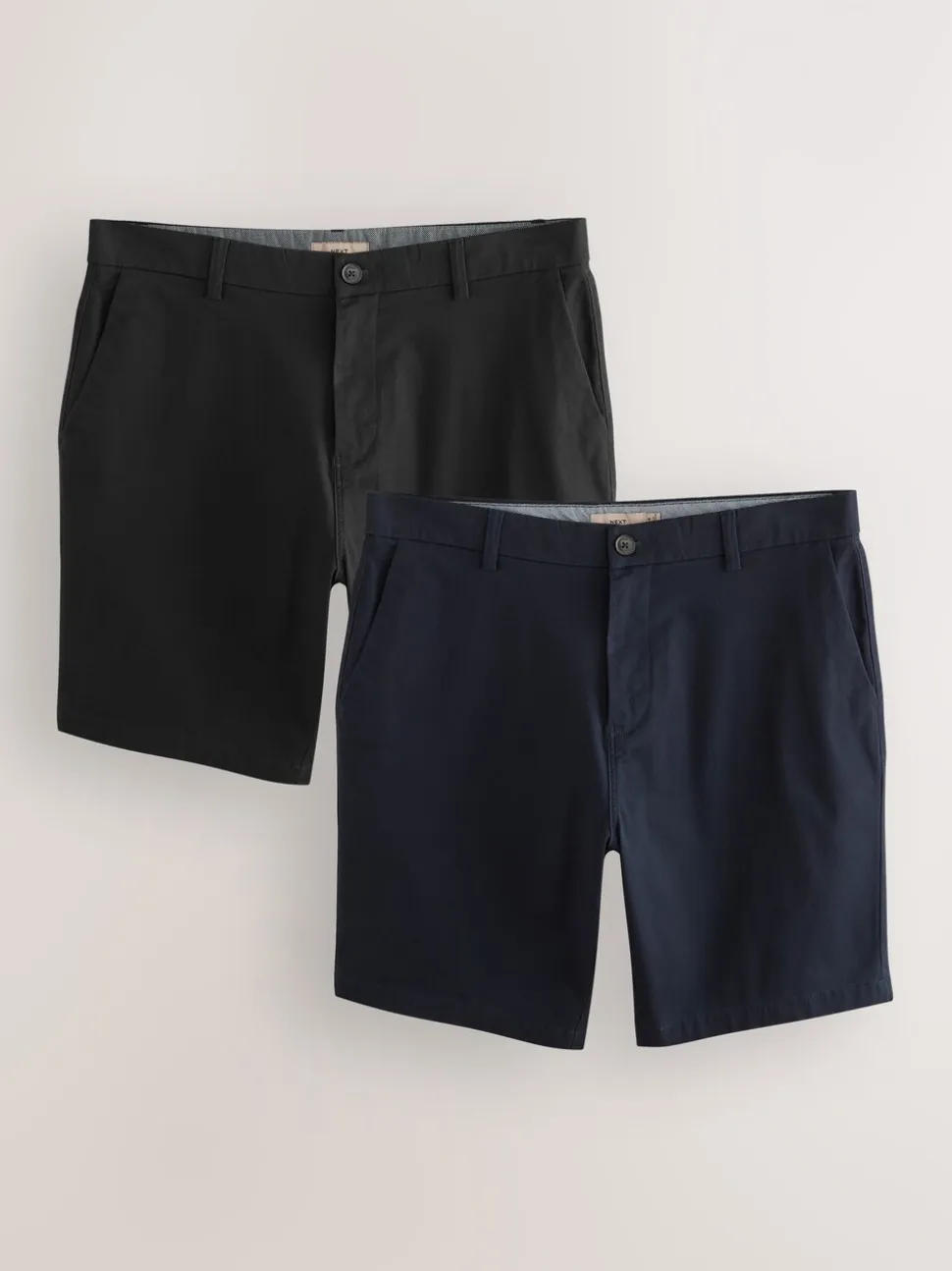 Zwart/marineblauw - Straight fit - Set van 2 chinoshorts met stretch