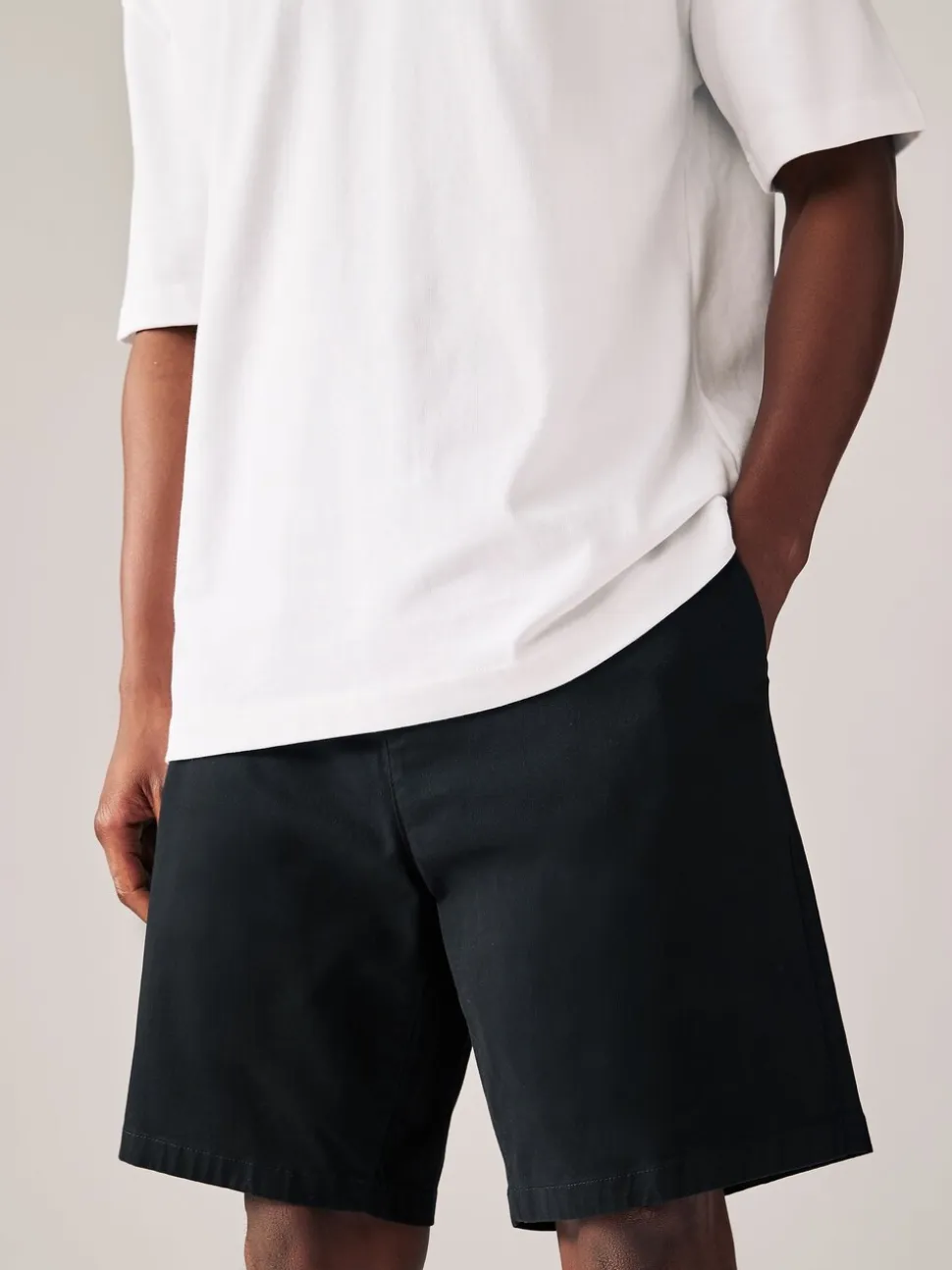 Zwart/marineblauw - Straight fit - Set van 2 chinoshorts met stretch