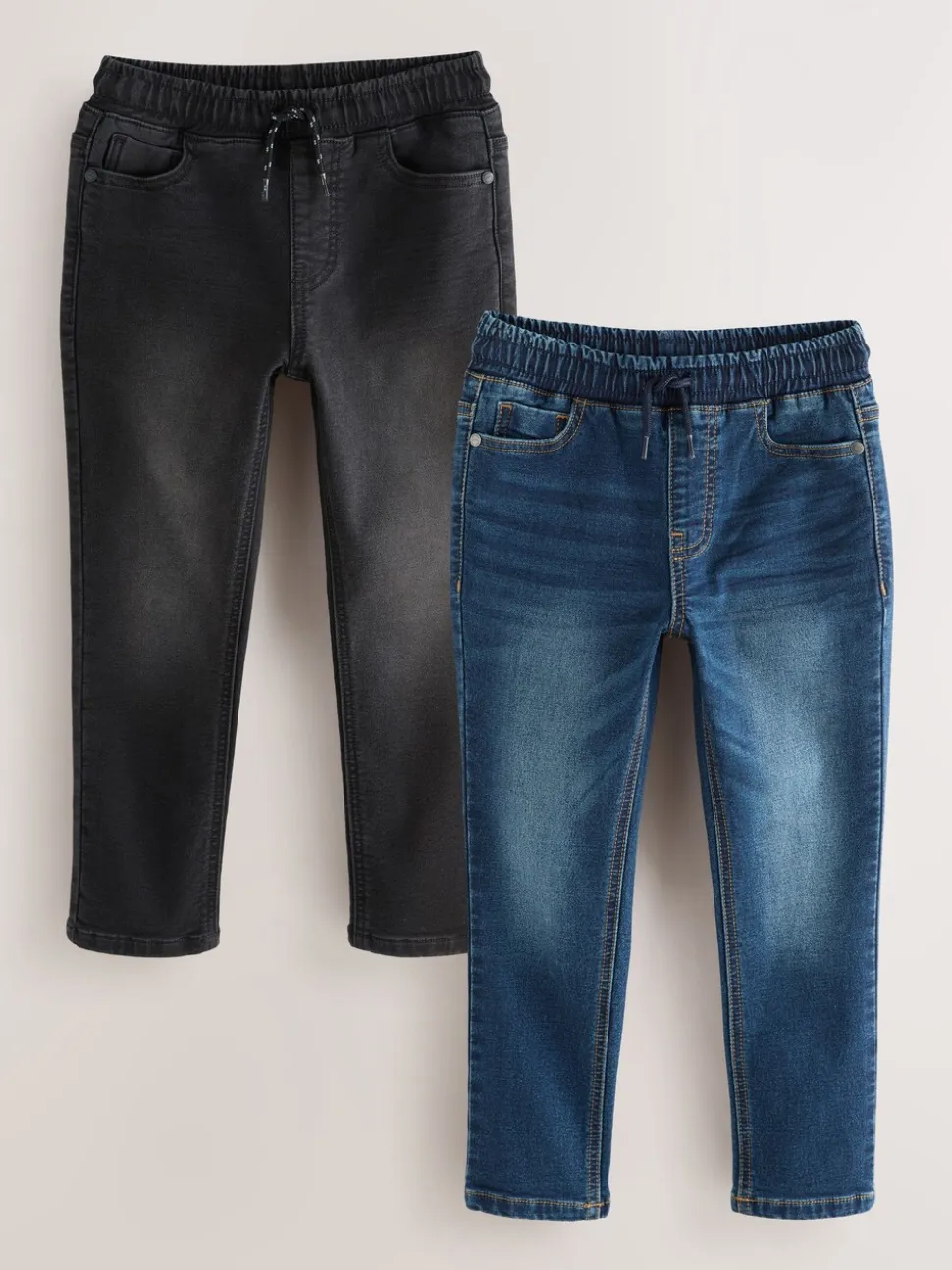 Zwart/marineblauw - Stretchy jeans met elastische taille 2 pack (3-16jr)
