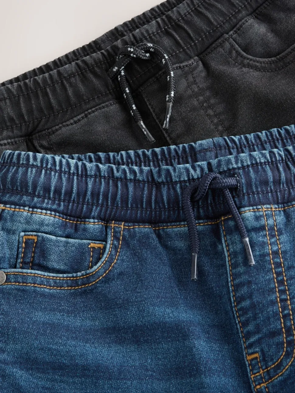 Zwart/marineblauw - Stretchy jeans met elastische taille 2 pack (3-16jr)