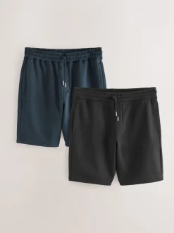 Zwart/marineblauw - Zachte jerseyshorts verpakking van 2