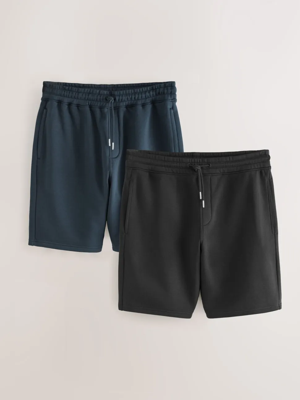 Zwart/marineblauw - Zachte jerseyshorts verpakking van 2