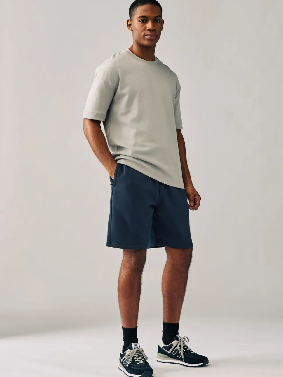 Zwart/marineblauw - Zachte jerseyshorts verpakking van 2