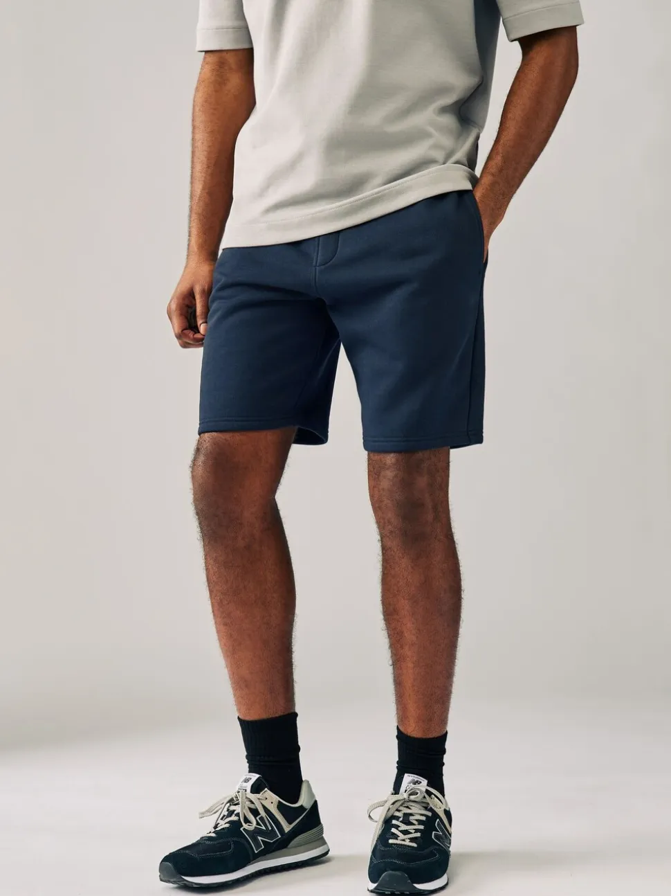 Zwart/marineblauw - Zachte jerseyshorts verpakking van 2