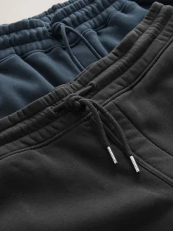 Zwart/marineblauw - Zachte jerseyshorts verpakking van 2
