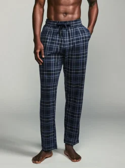 Zwart/marineblauw geruit - Jersey 100% Cotton Pyjama Bottoms 2 Pack
