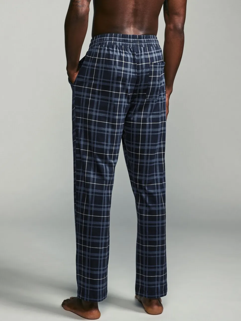 Zwart/marineblauw geruit - Jersey 100% Cotton Pyjama Bottoms 2 Pack
