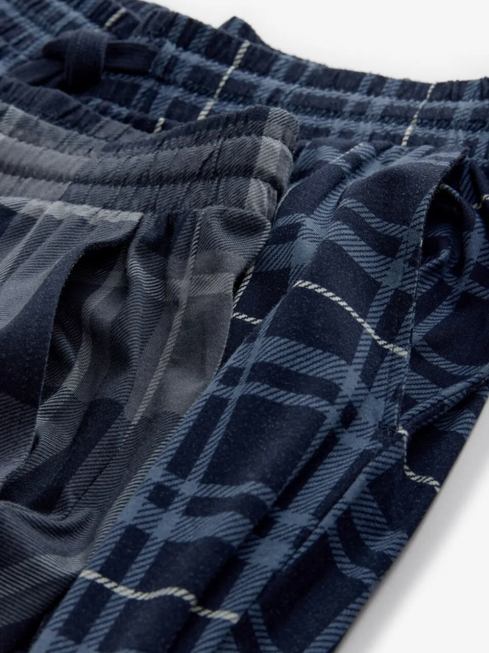Zwart/marineblauw geruit - Jersey 100% Cotton Pyjama Bottoms 2 Pack