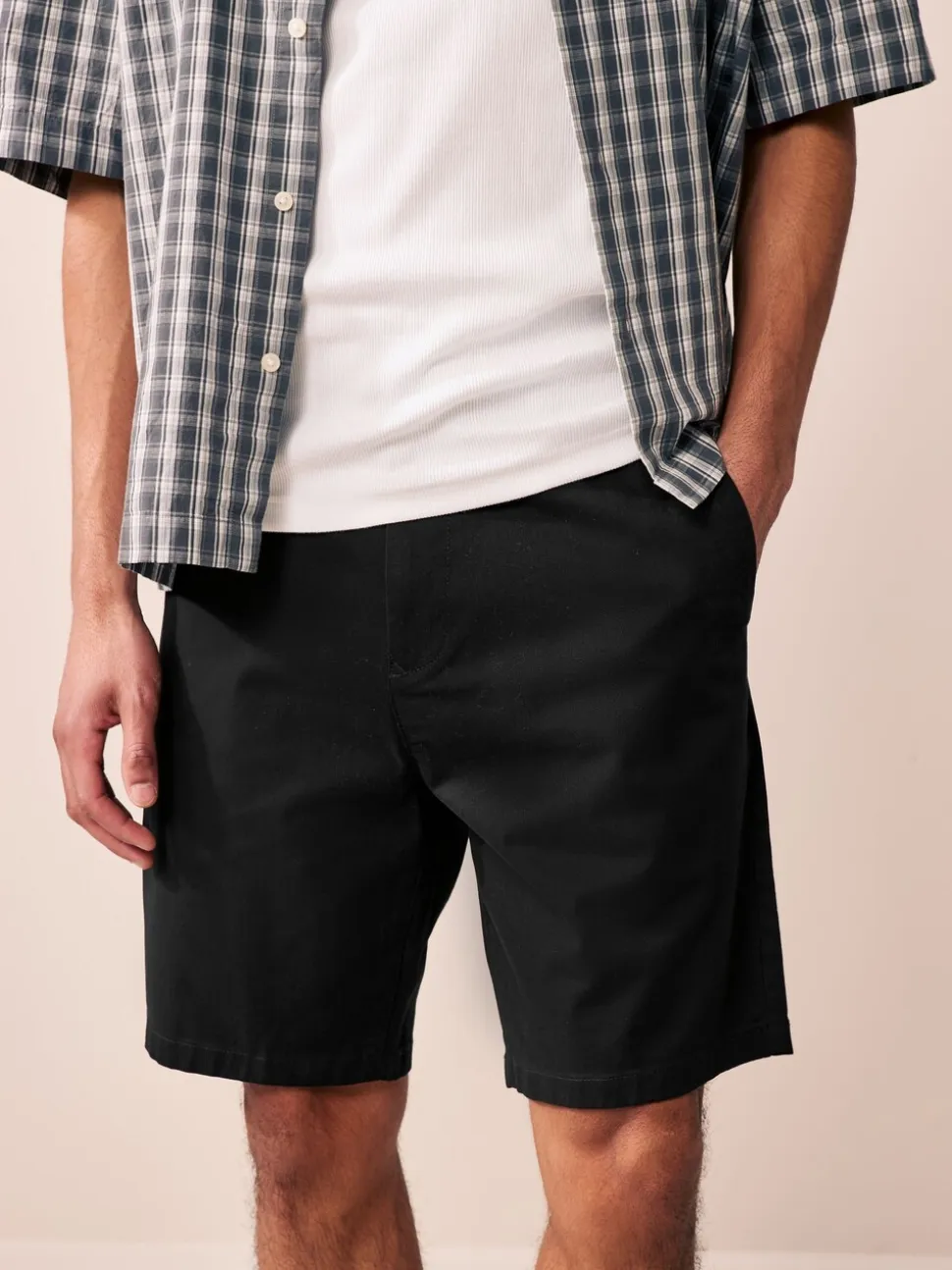 Zwart/marineblauw/antraciet - Straight fit - Set van 3 chinoshorts met stretch
