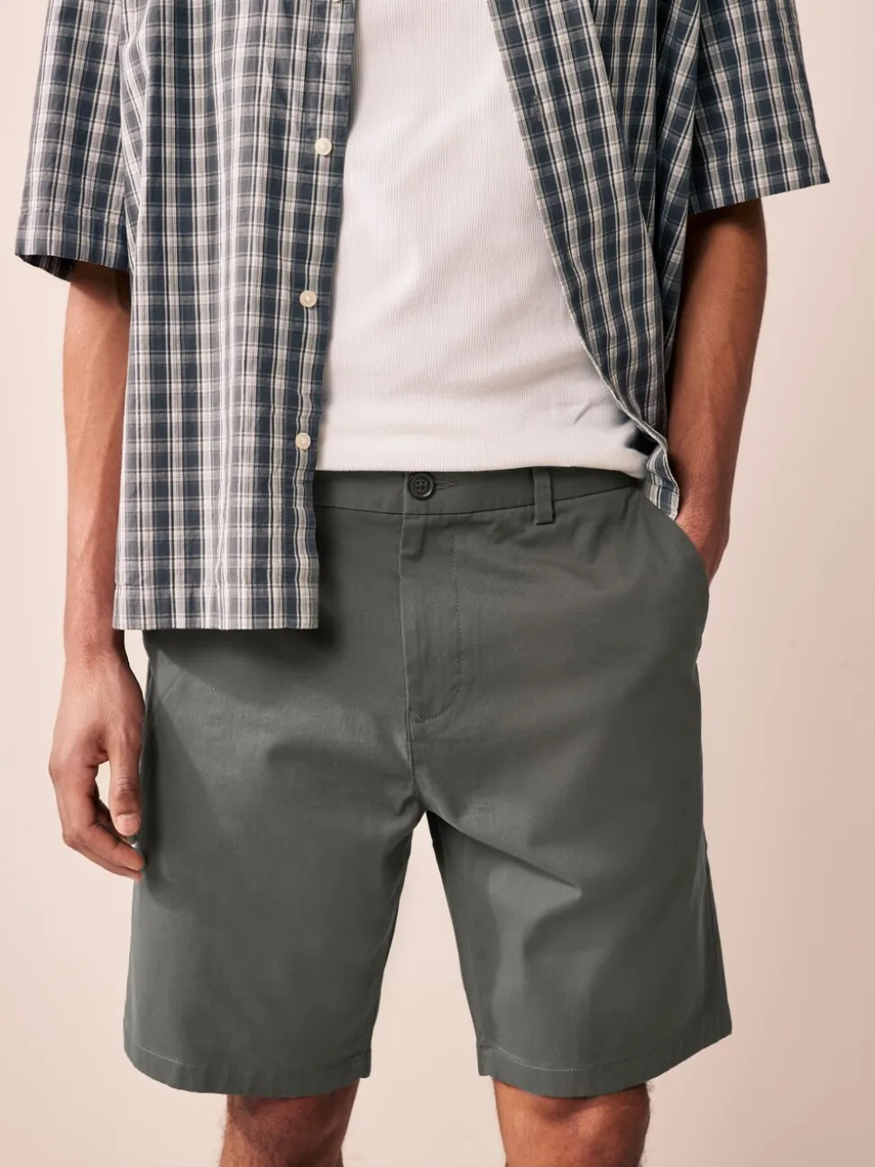 Zwart/marineblauw/antraciet - Straight fit - Set van 3 chinoshorts met stretch