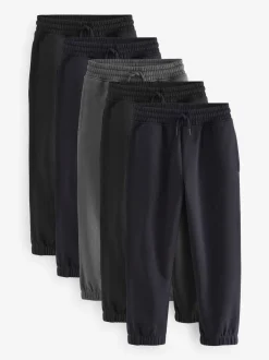 Zwart/marineblauw/grijs - Basic joggingbroeken, set van 5 (3-16jaar)