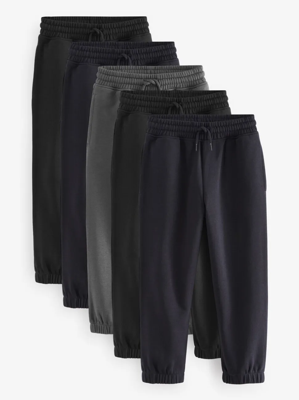 Zwart/marineblauw/grijs - Basic joggingbroeken, set van 5 (3-16jaar)