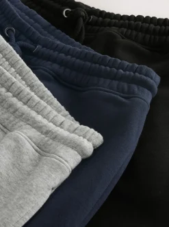Zwart/marineblauw/grijs - Verpakking van 3 slim-fit jersey joggingbroeken met hoog katoengehalte