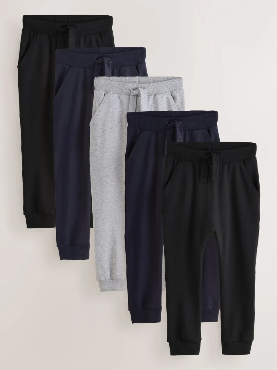 Zwart/marineblauw/grijs - Verpakking van 5 joggingbroeken (3mnd-7jr)
