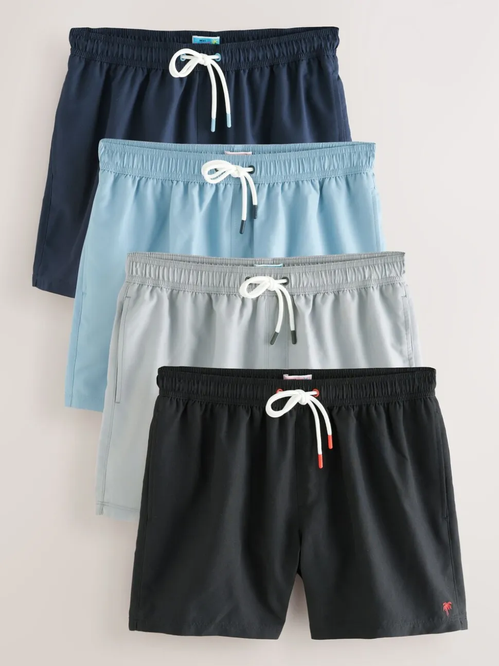 Zwart/Marineblauw/Lichtblauw/Grijs - Essential zwemshorts 4 stuks