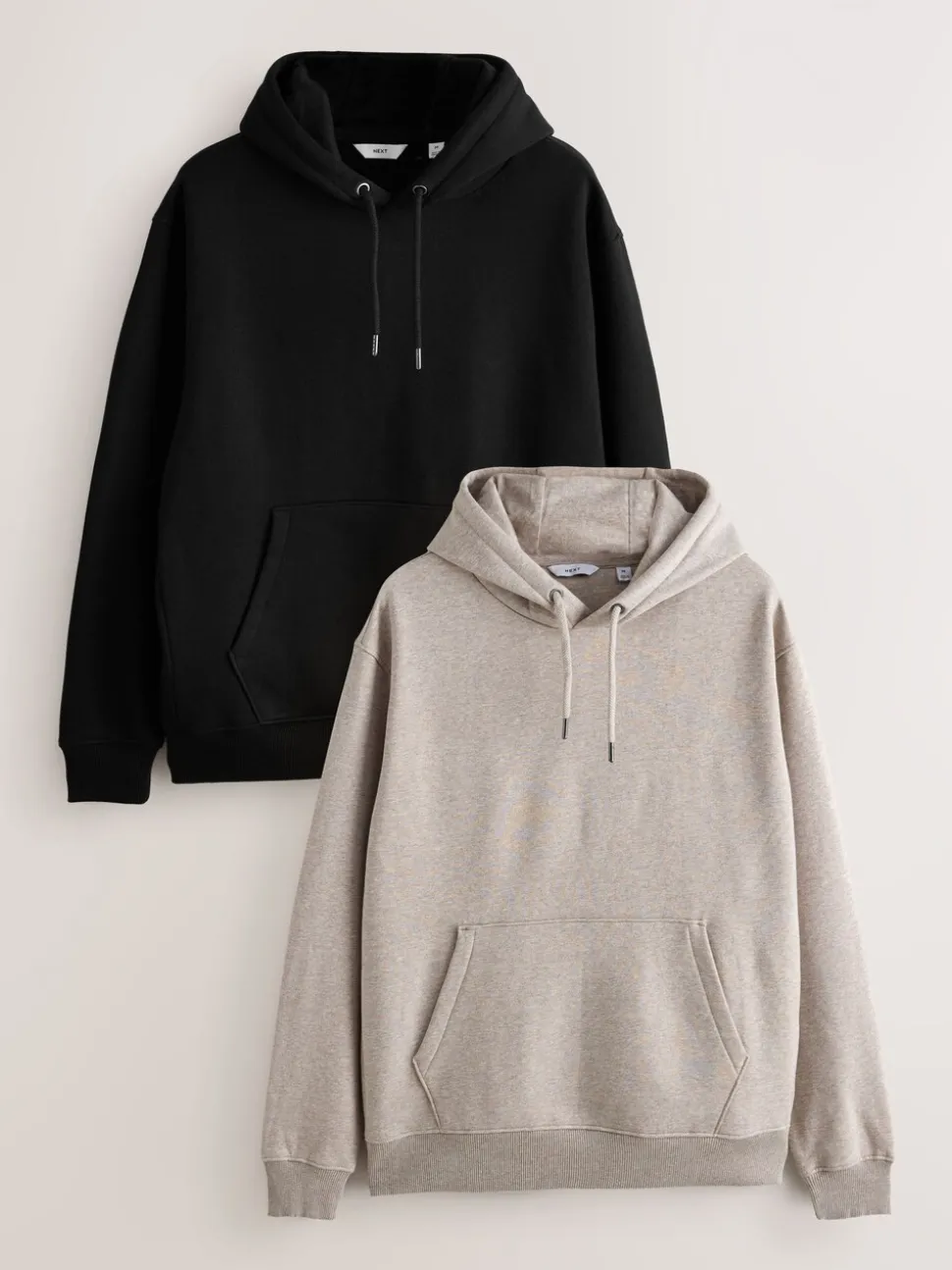 Zwart/neutraal - Cotton Rich Jersey Overhead Hoodies 2 Pack