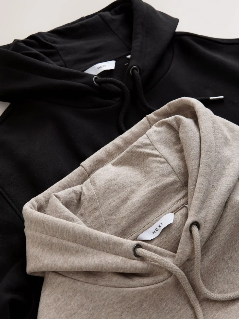 Zwart/neutraal - Cotton Rich Jersey Overhead Hoodies 2 Pack