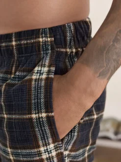 Zwart/neutraal geruit - Motionflex Corded Cosy Cuffed Pyjama Bottoms