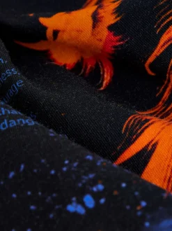 Zwart/Oranje draak - T-shirt met normale pasvorm, korte mouwen en all-over print (3-16jr)